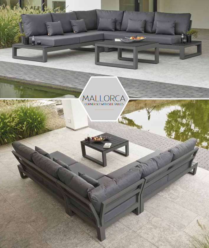 LIFE Loungeset MALLORCA Alu lava / all Weather Polster Soltex Anthrazit