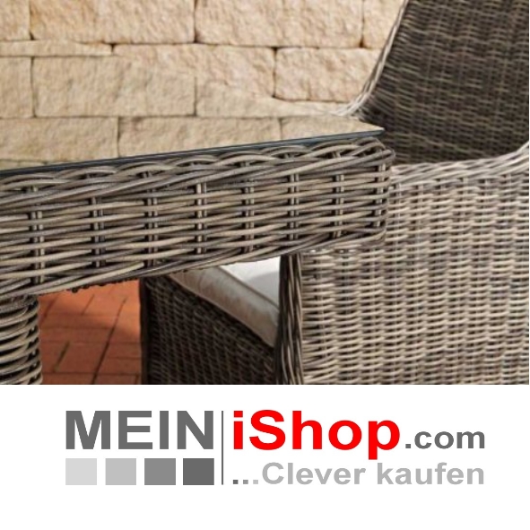 Polyrattan Gartentuisch Sandnes 180 cm grau-braun melier