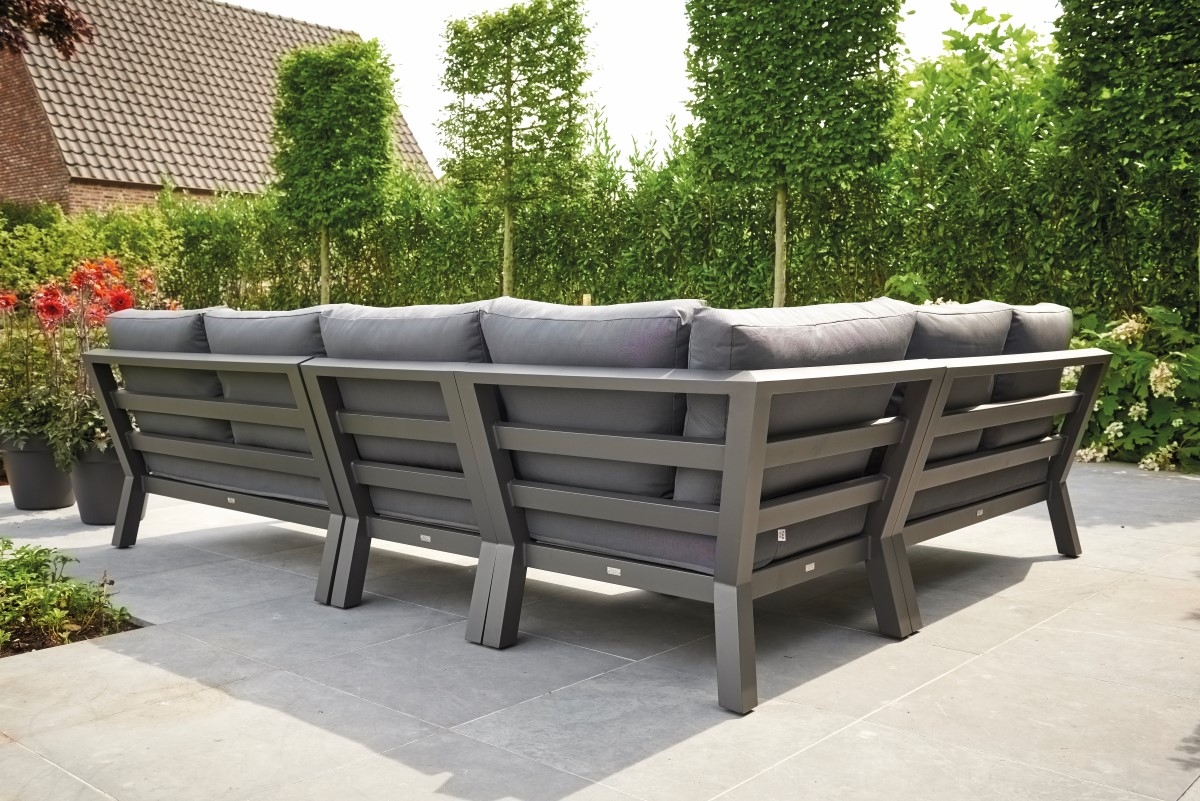 LIFE Loungesofa Set TIMBER weiss  inkl. Soltex-Polster in Mausgrau