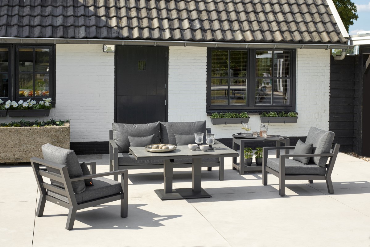LIFE Loungesofa Set TIMBER lava  inkl. All Weather Polster in Carbon