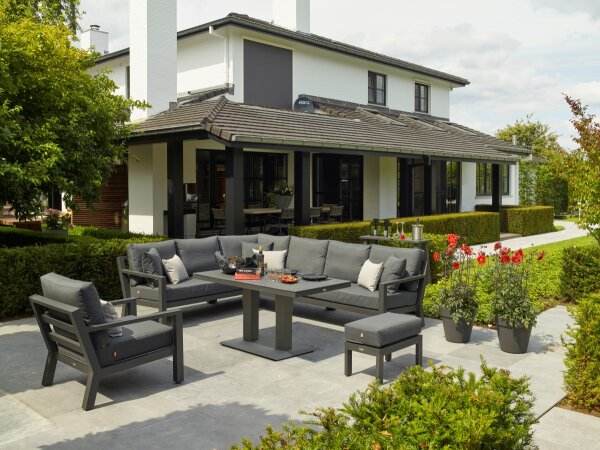 LIFE - Timber lounge lava 2-Sitz Bank rechts hohe Armlehne Comforma steel