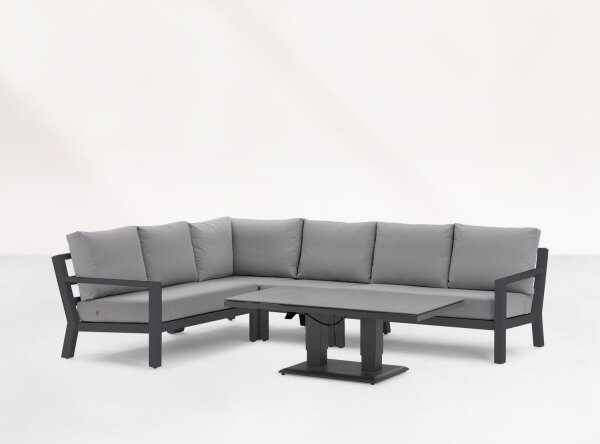 LIFE Dining-Loungeecke Set1 TIMBER lava inkl. Polster in All Weather Mausgrau