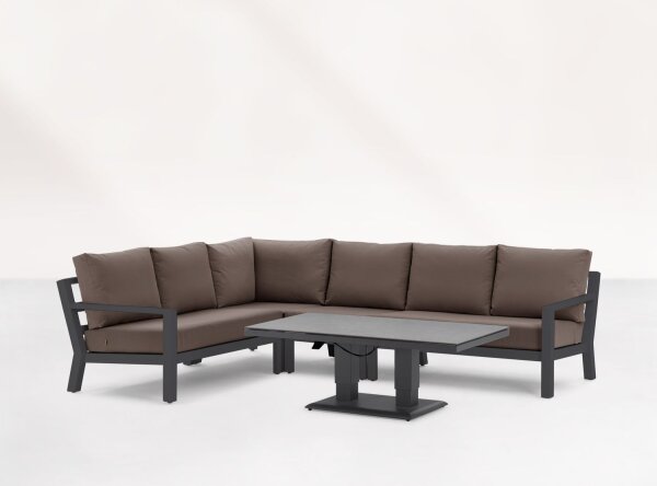 LIFE Dining-Loungeecke Set1 TIMBER lava inkl. Polster in All Weather Taupe