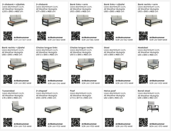 LIFE - Soho lounge lava/FSC robust Teak 2-Sitz Bank+Seitentisch KD Comforma steel