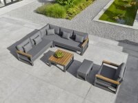 LIFE - Soho lounge lava/FSC robust Teak 2-Sitz Bank+Seitentisch KD Comforma steel