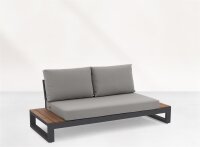 LIFE - Soho lounge lava/FSC robust Teak 2-Sitz Bank+Seitentisch KD Comforma steel