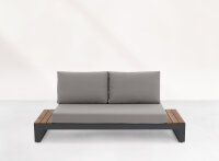 LIFE - Soho lounge lava/FSC robust Teak 2-Sitz Bank+Seitentisch KD Comforma steel