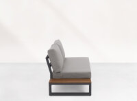 LIFE - Soho lounge lava/FSC robust Teak 2-Sitz Bank+Seitentisch KD Comforma steel
