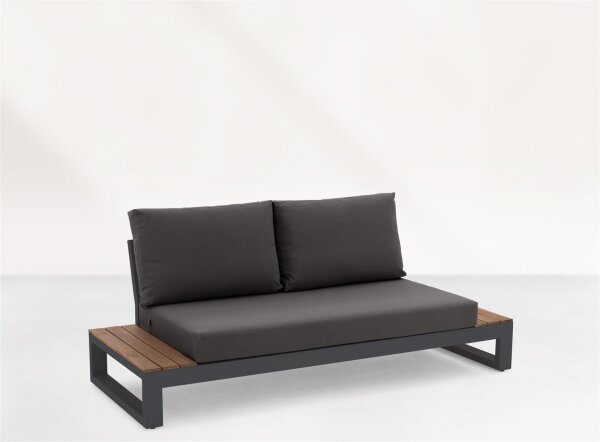 LIFE - Soho lounge lava/FSC robust Teak 2-Sitz Bank+Seitentisch KD Comforma basalt