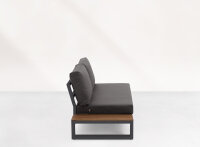 LIFE - Soho lounge lava/FSC robust Teak 2-Sitz Bank+Seitentisch KD Comforma basalt