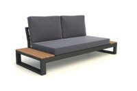 LIFE - Soho lounge lava/FSC robust Teak 2-Sitz Bank+Seitentisch KD Comforma basalt