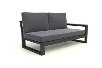 LIFE - Soho lounge lava/FSC robust Teak 2-Sitz Bank links+ Armlehne KD Comforma steel