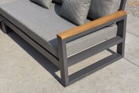 LIFE - Soho lounge lava/FSC robust Teak 2-Sitz Bank links+ Armlehne KD Comforma steel