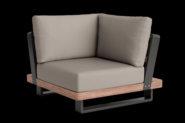 LIFE - Fitz Roy lounge lava/robust Teak Ecke All Weather khaki