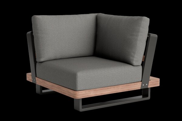 LIFE - Fitz Roy lounge lava/robust Teak Ecke Soltex nebelgrau