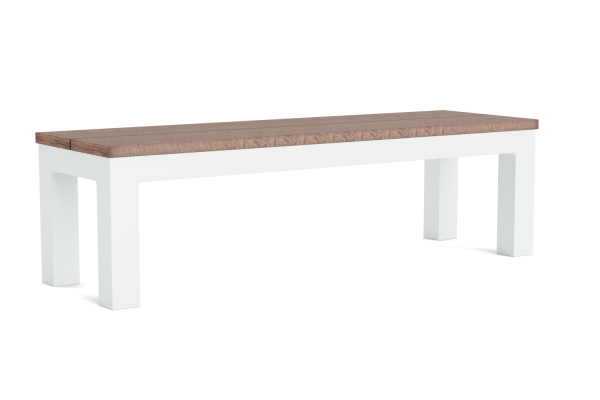 LIFE - Mixx Gartenbank weiß - 128x40cm - robust Teak