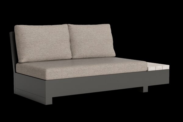 LIFE - Edge lounge lava/grau teak Bank mit Beistelltisch links KD Soltex beige