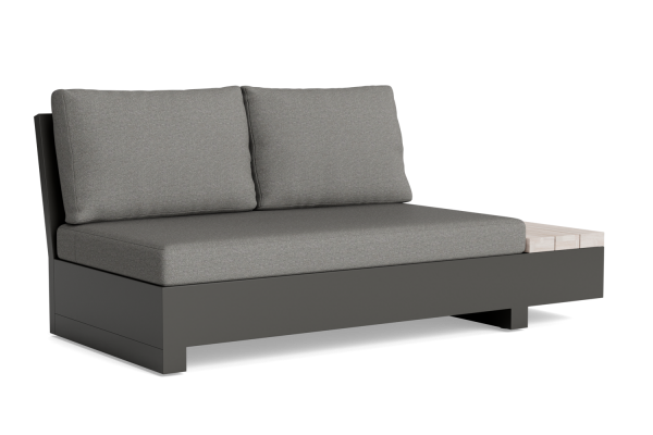 LIFE - Edge lounge lava/grau teak Bank mit Beistelltisch links KD Soltex nebelgrau