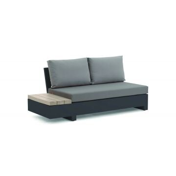 LIFE - Edge lounge lava/grau teak Bank mit Beistelltisch rechts KD Comforma steel