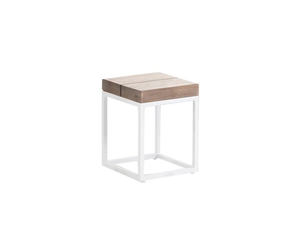 Life Gili Beistelltisch weiß 33x33x40 grauem teak 6cm