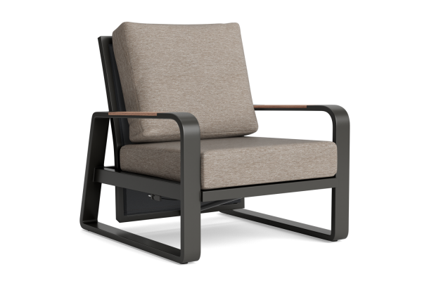 LIFE - Montana lounge verstellbar lava/FSC robust Teak Sessel Soltex beige