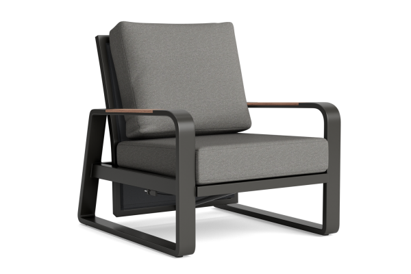 LIFE - Montana lounge verstellbar lava/FSC robust Teak Sessel Soltex nebelgrau