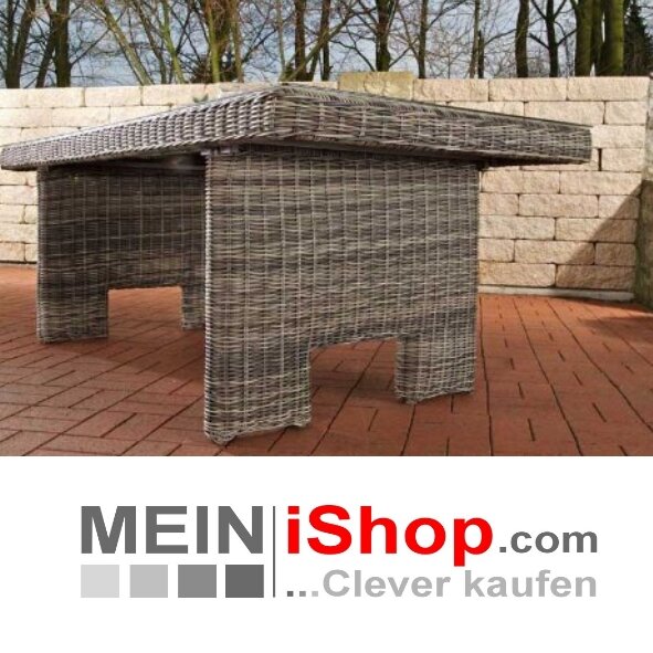 Polyrattan Gartentisch Sandnes 180 cm grau-braun melier
