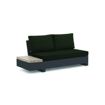 LIFE - Edge lounge lava/grau teak Bank mit Beistelltisch rechts KD All Weather moosgrün