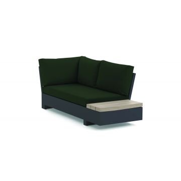 LIFE - Edge lounge lava/grau teak chaise mit Beistelltisch links KD All Weather moosgrün