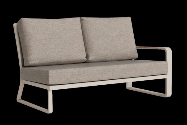LIFE - Montana lounge beige/FSC robust Teak 2-Sitz Bank links Soltex beige