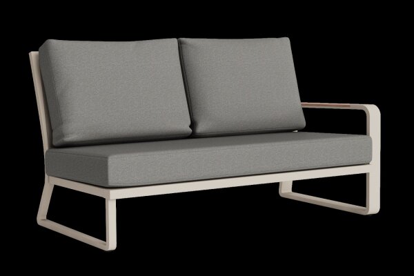 LIFE - Montana lounge beige/FSC robust Teak 2-Sitz Bank links Soltex nebelgrau