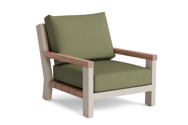 Life Legend Lounge beige - robust Teak - Sessel - Soltex olivegrün
