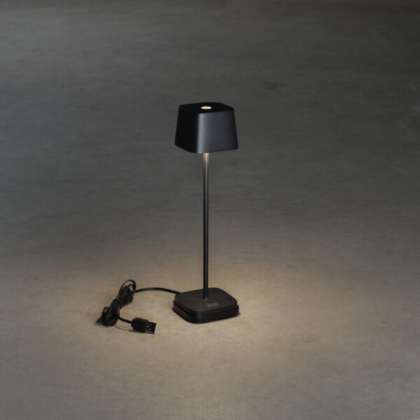 Konstsmide Capri-Mini USB-Tischleuchte schwarz, 2700/3000K, dimmbar, eckig