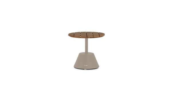 LIFE - Moon Loungetisch beige/FSC robust Teak 50cm rund x 45cm