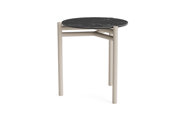 Life Pico Loungetisch  beige Rahmen 45cm rund x 50cm Keramik nero