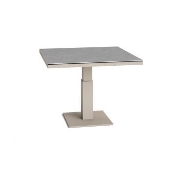 LIFE - Zeb Loungetisch höhenverstellbar beige 90x90 Keramik steingrau