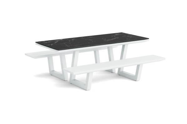 life Lotus Picknicktisch weiß 210x90 Keramik nero