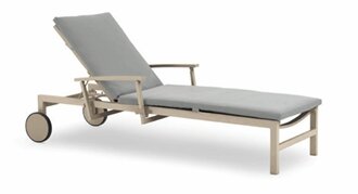 LIFE - Anabel Sonnenliege beige/khaki mit großen Rädern stapelbar Comforma steel