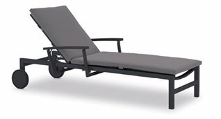LIFE - Anabel Sonnenliege lava/carbon mit großen Rädern stapelbar Soltex nebelgrau