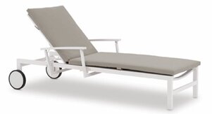 LIFE - Anabel Sonnenliege weiß/mausgrau mit großen Rädern stapelbar Soltex beige