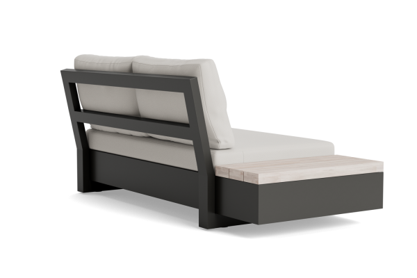 LIFE - Edge lounge lava/grau teak Bank mit Beistelltisch rechts KD Soltex dune