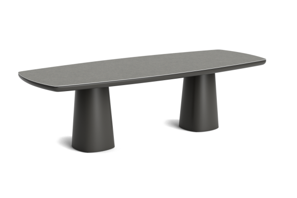 LIFE - Madeira Esstisch lava 260x100cm semi oval Keramik betonlook