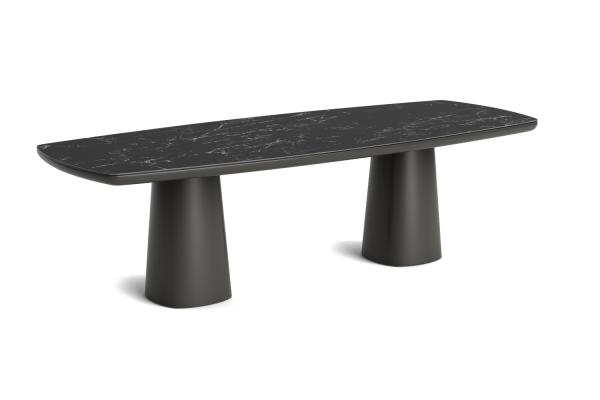 LIFE - Madeira Esstisch lava 260x100cm semi oval Keramik nero