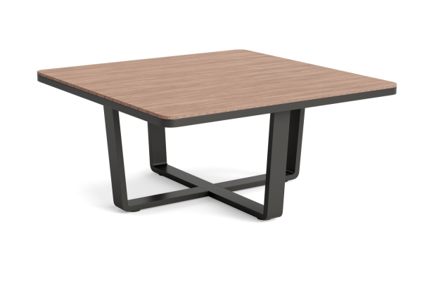 LIFE - Montana lounge lava/FSC robuust teak Loungetisch hoch vierkant 144x144cm kpl.