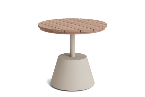 LIFE - Moon Loungetisch beige/FSC robust Teak 50cm rund x 45cm
