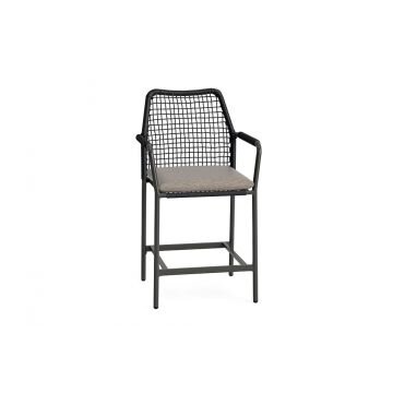 LIFE - Vienna Barstuhl stapelbar lava/schwarz rope Soltex beige