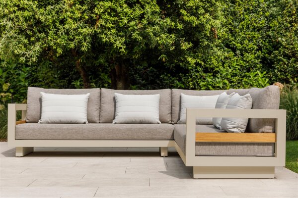 Life Himalaya lounge beige/FSC robust Teak 3-Sitzer Bank links All Weather carbon