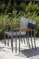 Life Kyoto Gartenstuhl lava/carbon textilene/FSC robust Teak Armlehnerest All Weather carbon
