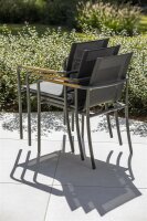 Life Kyoto Gartenstuhl lava/carbon textilene/FSC robust Teak Armlehnerest All Weather carbon