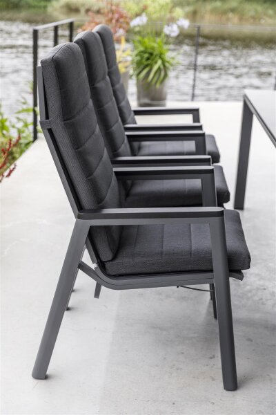 Life Milano verstellbar Gartenstuhl lava/carbon textilene/schwarz alu Armlehne All Weather carbon